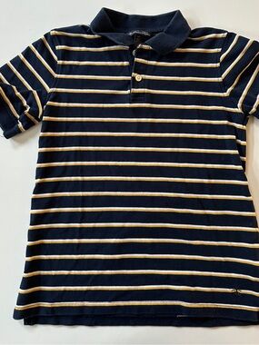 Brooks Brothers Navy Polo with White & Yellow Stripes